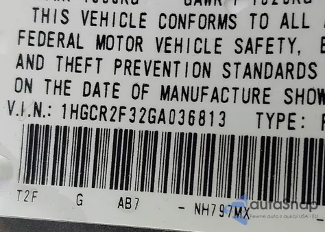 2016 Honda Accord Lx из США, поврежденный, VIN 1HGCR2F32GA036813